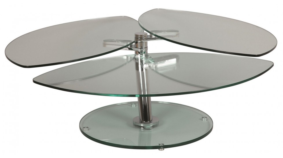 table basse verre 2 plateaux pivotants
