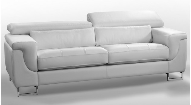 Canapé cuir design blanc 3 places - Michel