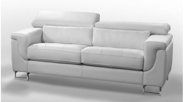 Canapé cuir design blanc 2 places - Michel