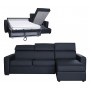 Canapé angle convertible cuir noir 4 places lit 120 cm - Daniel