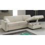 Canapé lit angle reversible couchage 120 cm tissu blanc cassé - Pisa