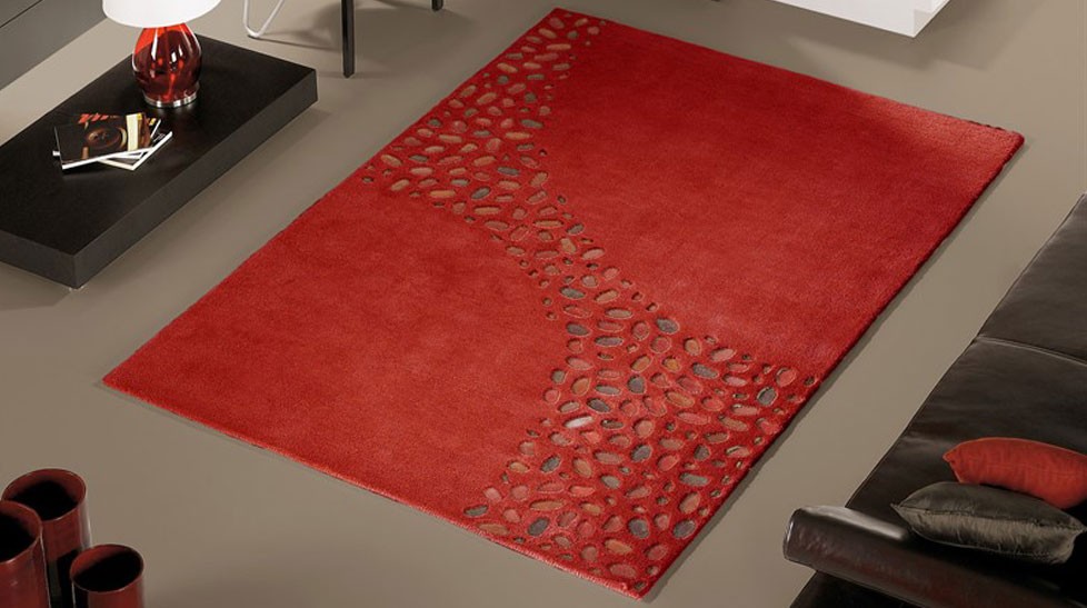 Tapis de salon design en laine rouge - Inspiration Luxe