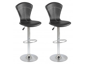 Lot de 2 tabourets de bar réglables simili cuir noir