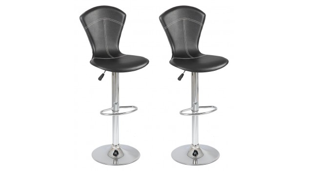 Lot de 2 tabourets de bar réglables simili cuir noir