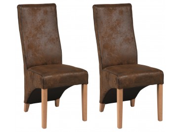Chaise microfibre marron - Lot de 2 chaises design