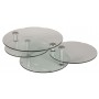 Table basse en verre ronde design 3 plateaux pivotants