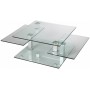 Table basse carrée en verre 3 plateaux articulés