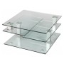 Table basse carrée en verre 3 plateaux articulés
