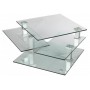 Table basse carrée en verre 3 plateaux articulés