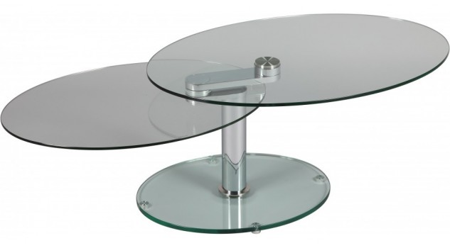 Table basse ovale en verre