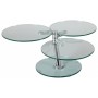 Table basse ronde articulée 3 plateaux verre