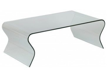 Table basse design verre courbé ondulé rectangulaire