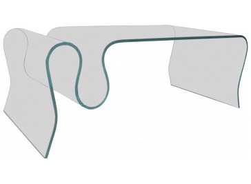 Table basse design verre courbé porte-revues