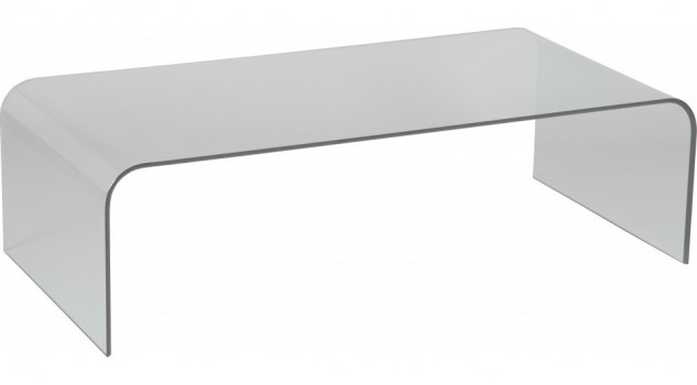 Table basse design rectangulaire verre courbé