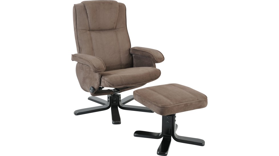 Fauteuil relax avec pouf microfibre gris - Fauteuil relax pas cher