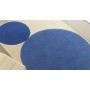 Tapis laine moderne bleu et blanc - Cercles
