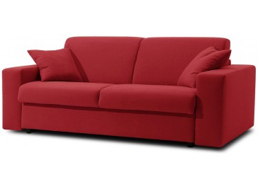 Canapé convertible microfibre rouge 3 places lit 140 cm - Sofia